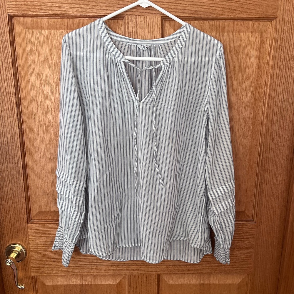 Rails Caterina blue, beach vibe long untucked sleeves Striped Blouse